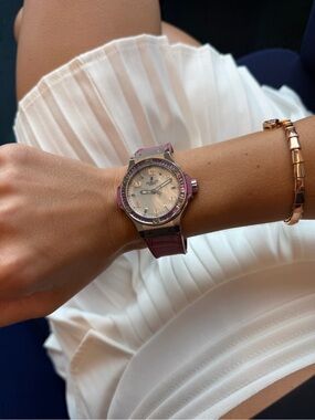 Hublot Ladies Pink Strap Watch with Mother-of-Pearl Dial